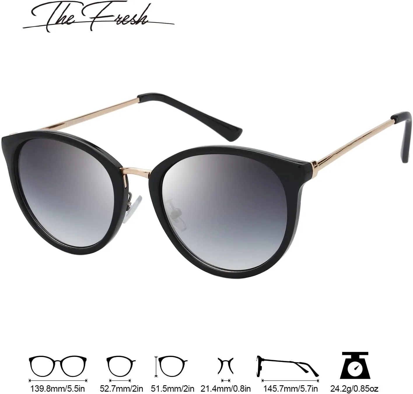 The Fresh Polarized Classic Round Style Tip Pointed Sunglasses Vintage Trendy FR16124P