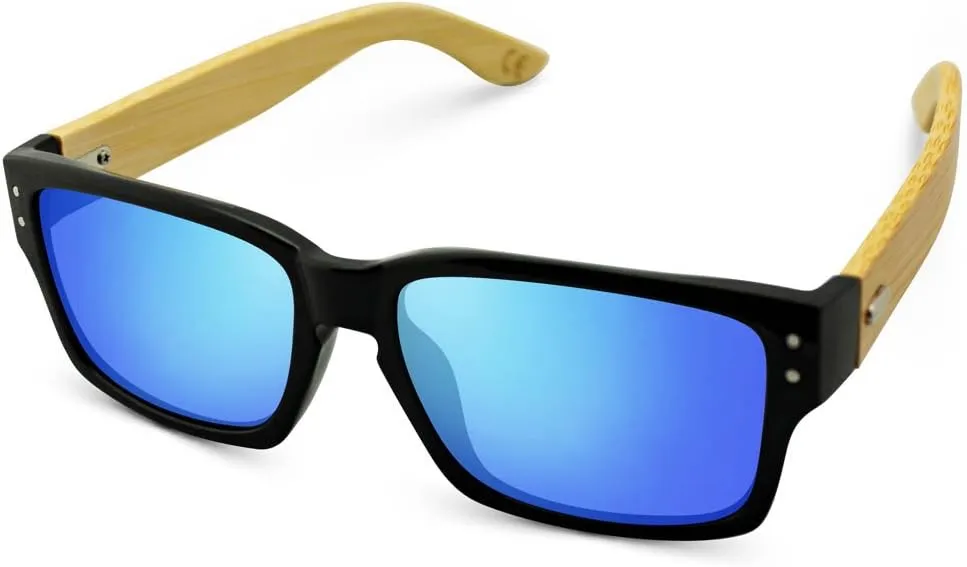 Treehut¨ Wooden Bamboo Sunglasses Temples Classic Square Keyhole Vintage Eyewear