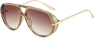 Trendy Pilot Sunglasses Women For Men Round Sun Glasses Vintage Big Frame Shield Shades Men Punk Sunglasses