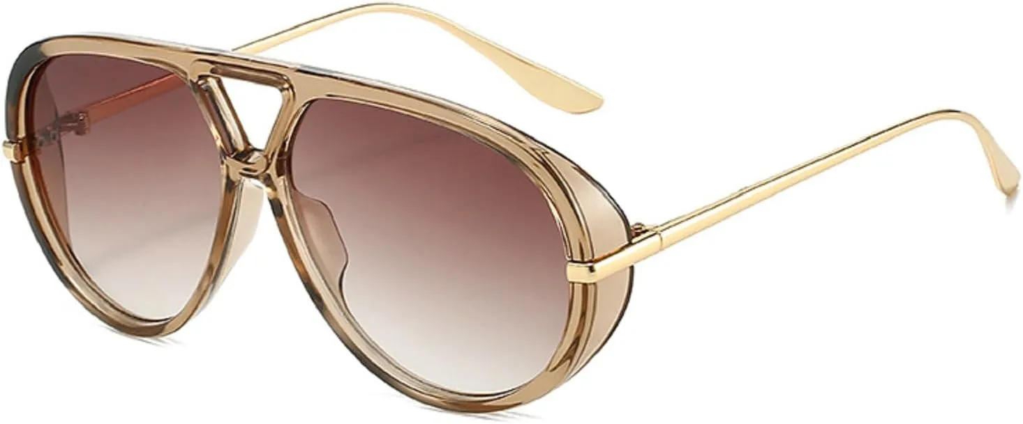 Trendy Pilot Sunglasses Women For Men Round Sun Glasses Vintage Big Frame Shield Shades Men Punk Sunglasses