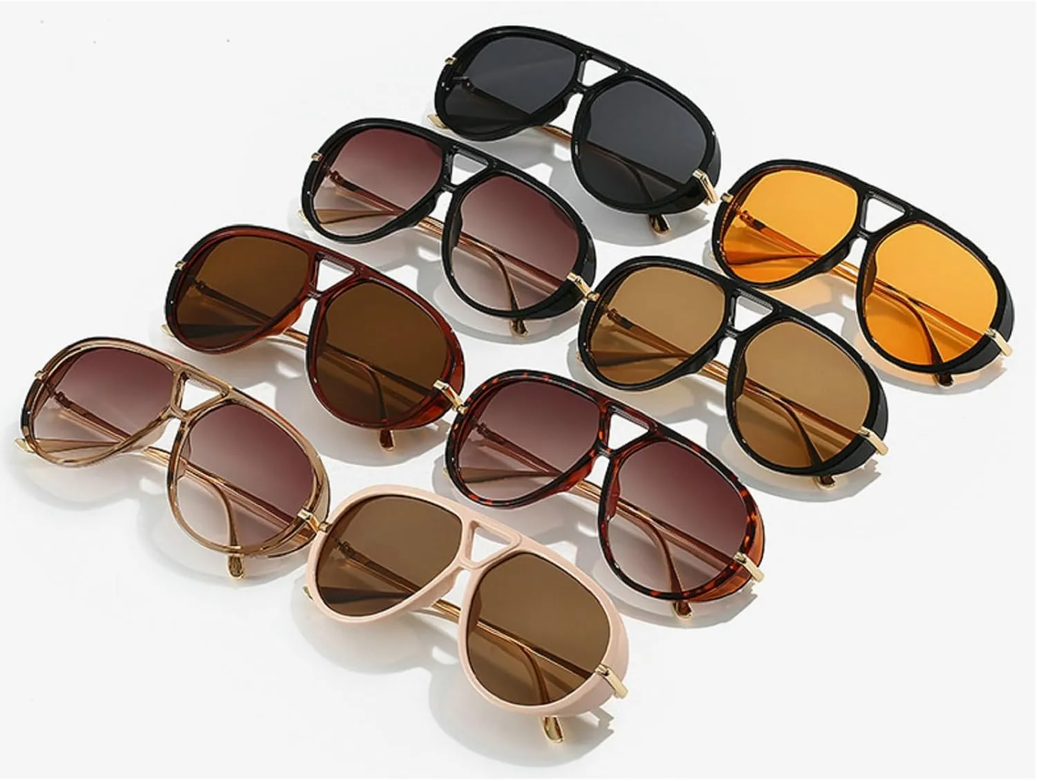Trendy Pilot Sunglasses Women For Men Round Sun Glasses Vintage Big Frame Shield Shades Men Punk Sunglasses