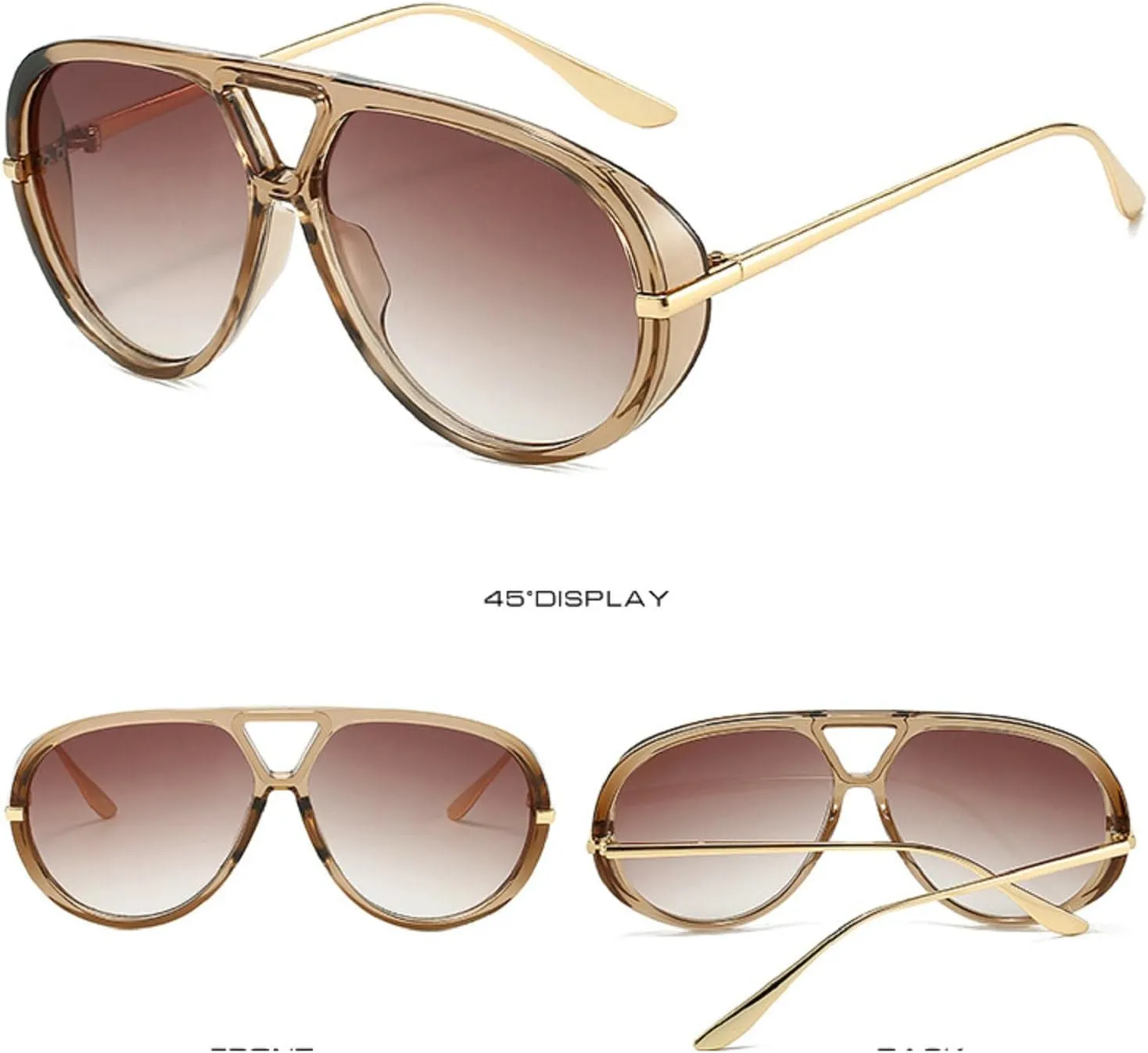 Trendy Pilot Sunglasses Women For Men Round Sun Glasses Vintage Big Frame Shield Shades Men Punk Sunglasses