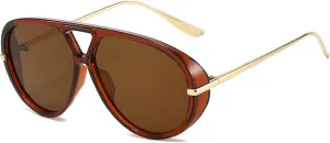 Trendy Pilot Sunglasses Women For Men Round Sun Glasses Vintage Big Frame Shield Shades Men Punk Sunglasses