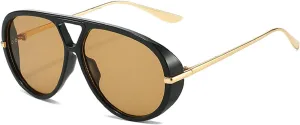 Trendy Pilot Sunglasses Women For Men Round Sun Glasses Vintage Big Frame Shield Shades Men Punk Sunglasses
