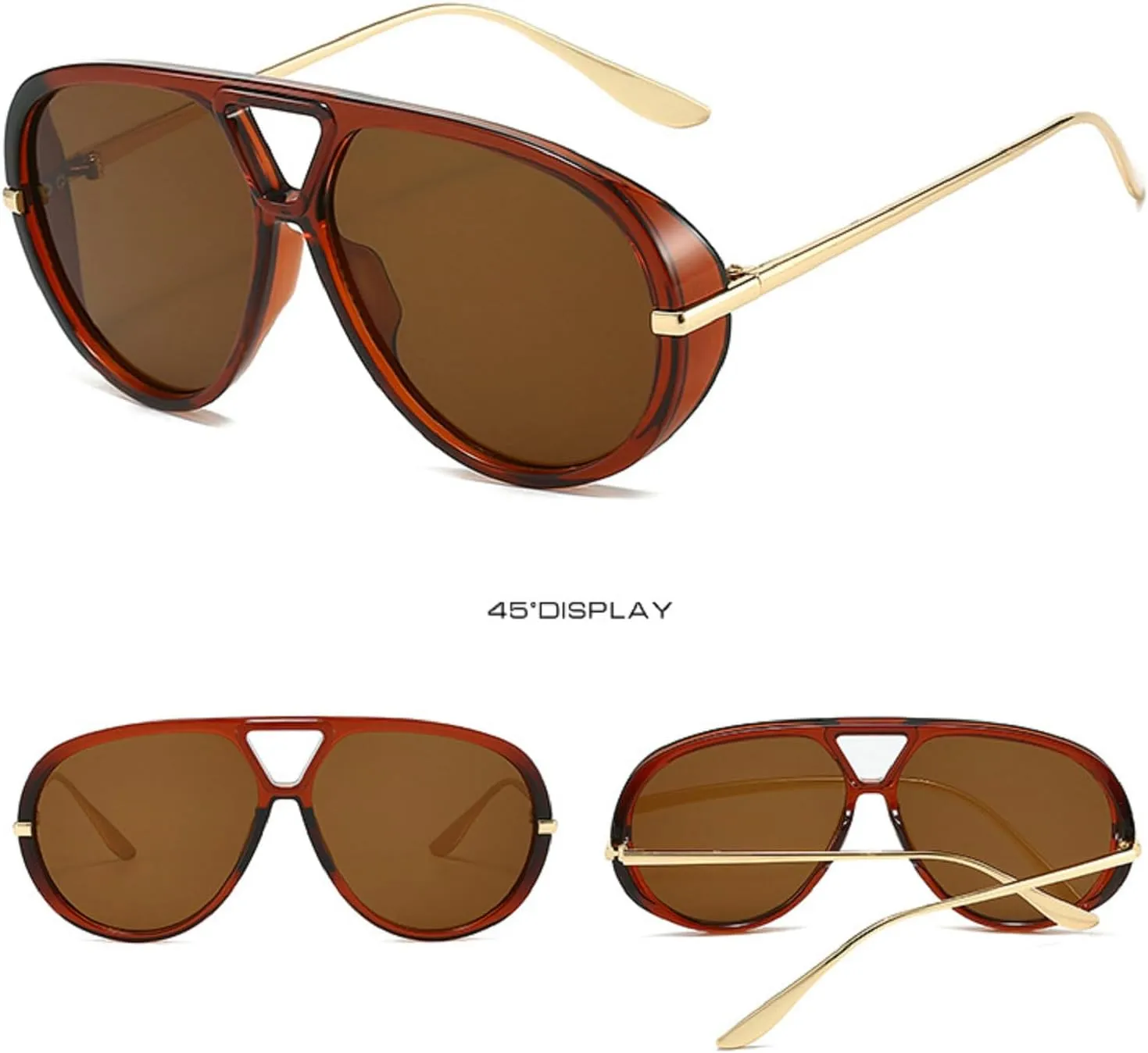 Trendy Pilot Sunglasses Women For Men Round Sun Glasses Vintage Big Frame Shield Shades Men Punk Sunglasses