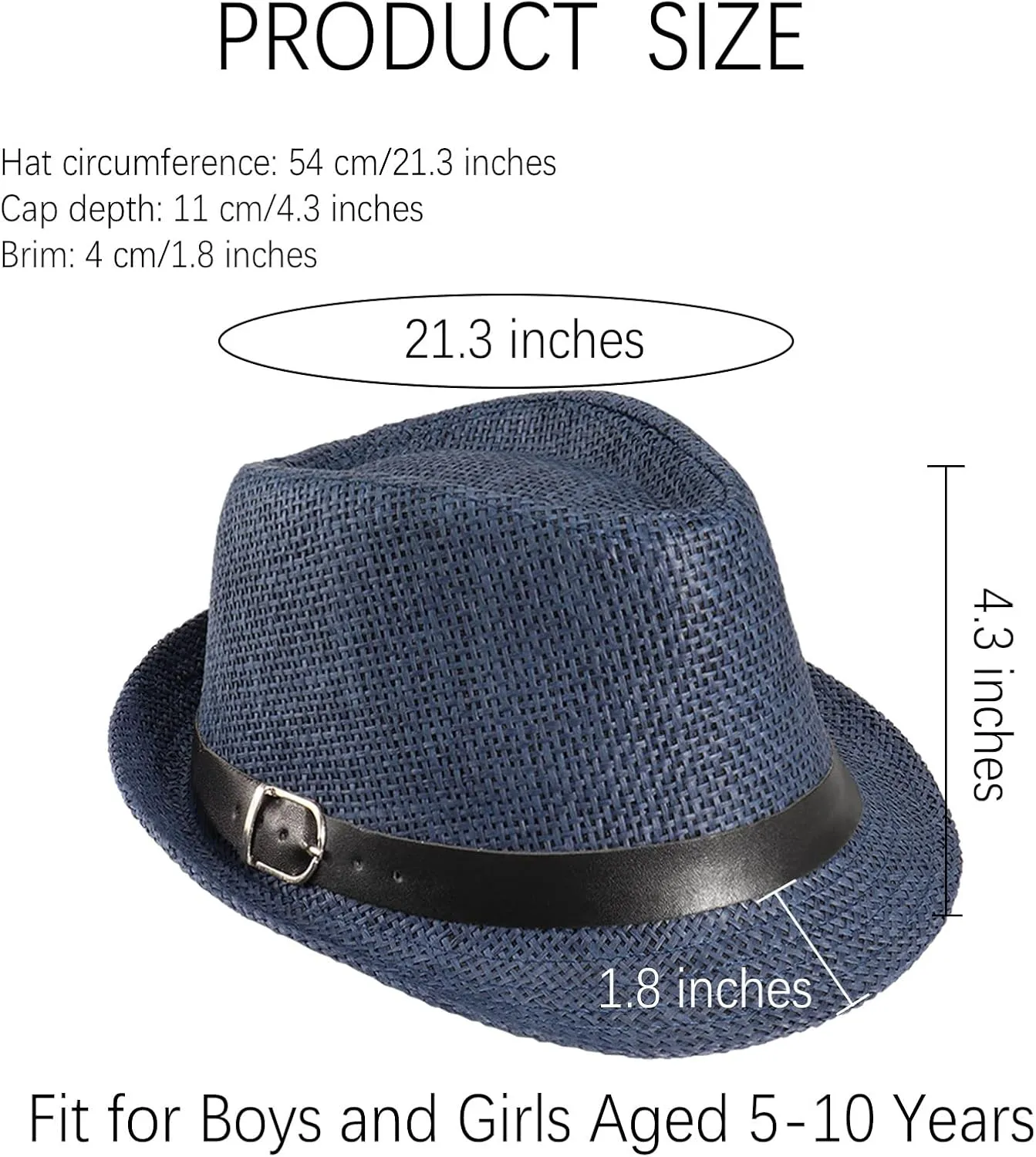 Ultrafun 4 Pack Kids Fedora Hat Short Brim Straw Trilby Jazz Hat Summer Sun Beach Cap for Boys Girls 5-10 Years