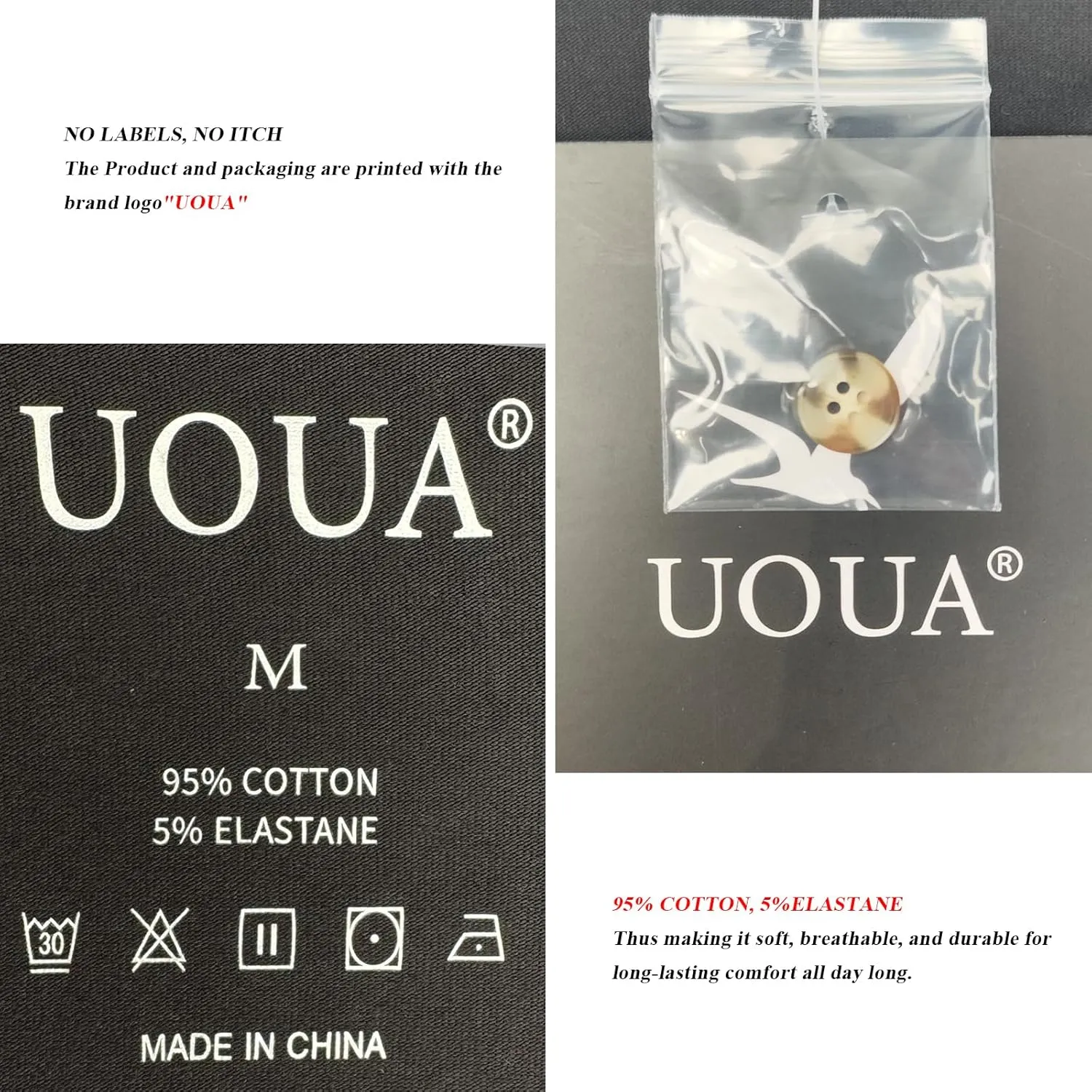 UOUA Men's Henley Shirts Short Sleeve Casual T-Shirts Cotton Basic Tops