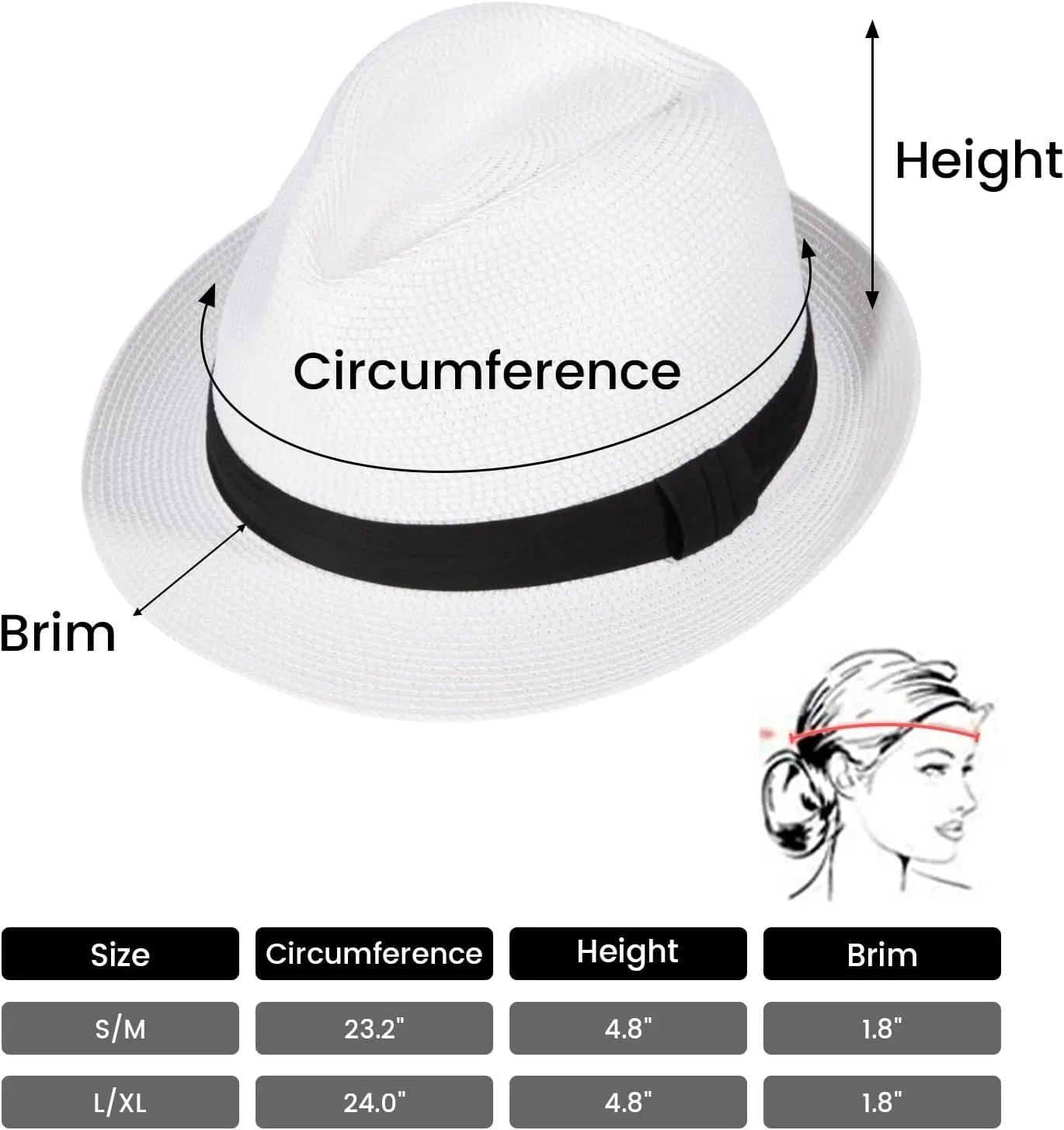 Verabella Straw Fedora Hat for Women & Men Foldable Short Brim Trilby Beach Sun Hat