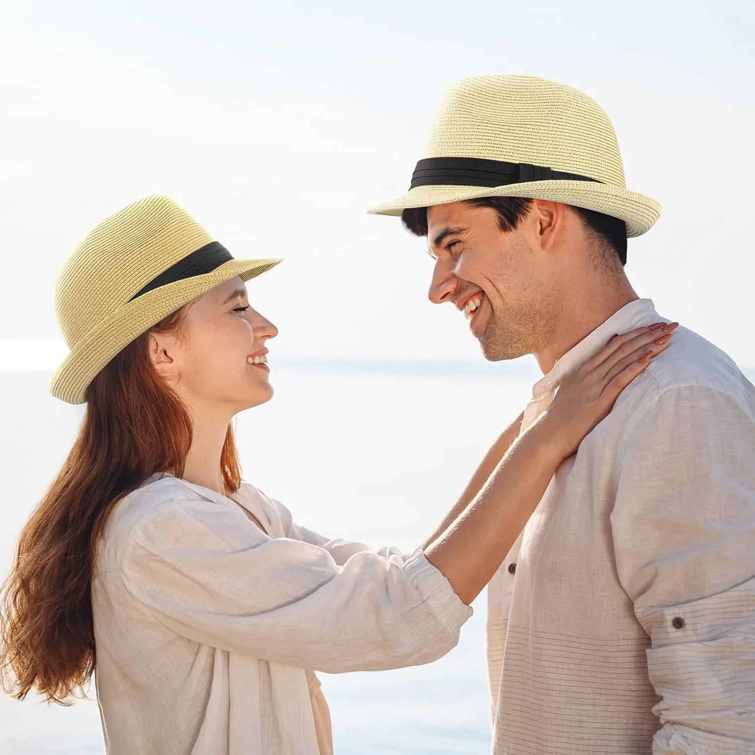 Verabella Straw Fedora Hat for Women & Men Foldable Short Brim Trilby Beach Sun Hat