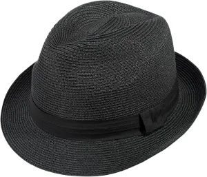 Verabella Straw Fedora Hat for Women & Men Foldable Short Brim Trilby Beach Sun Hat