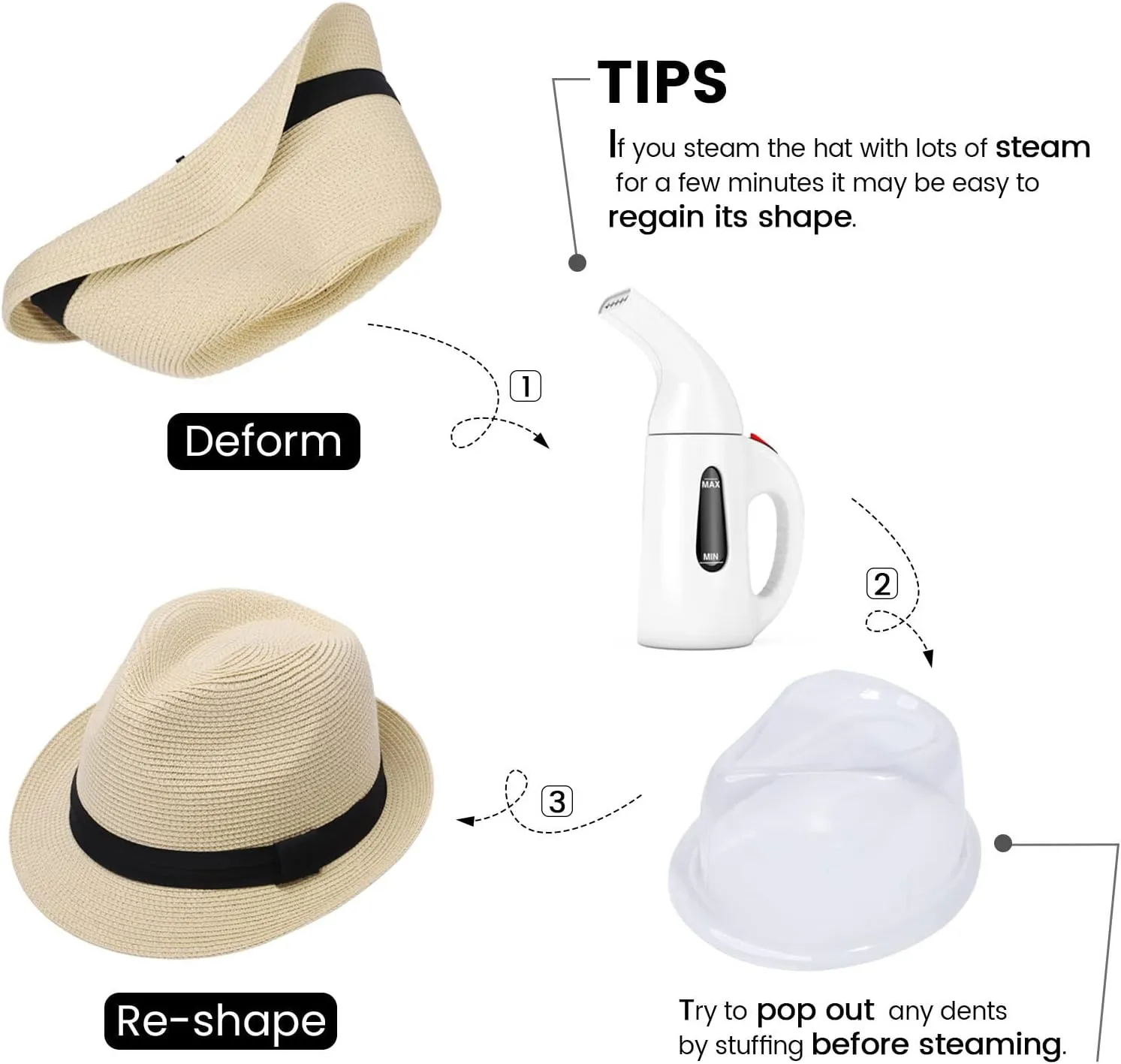 Verabella Straw Fedora Hat for Women & Men Foldable Short Brim Trilby Beach Sun Hat