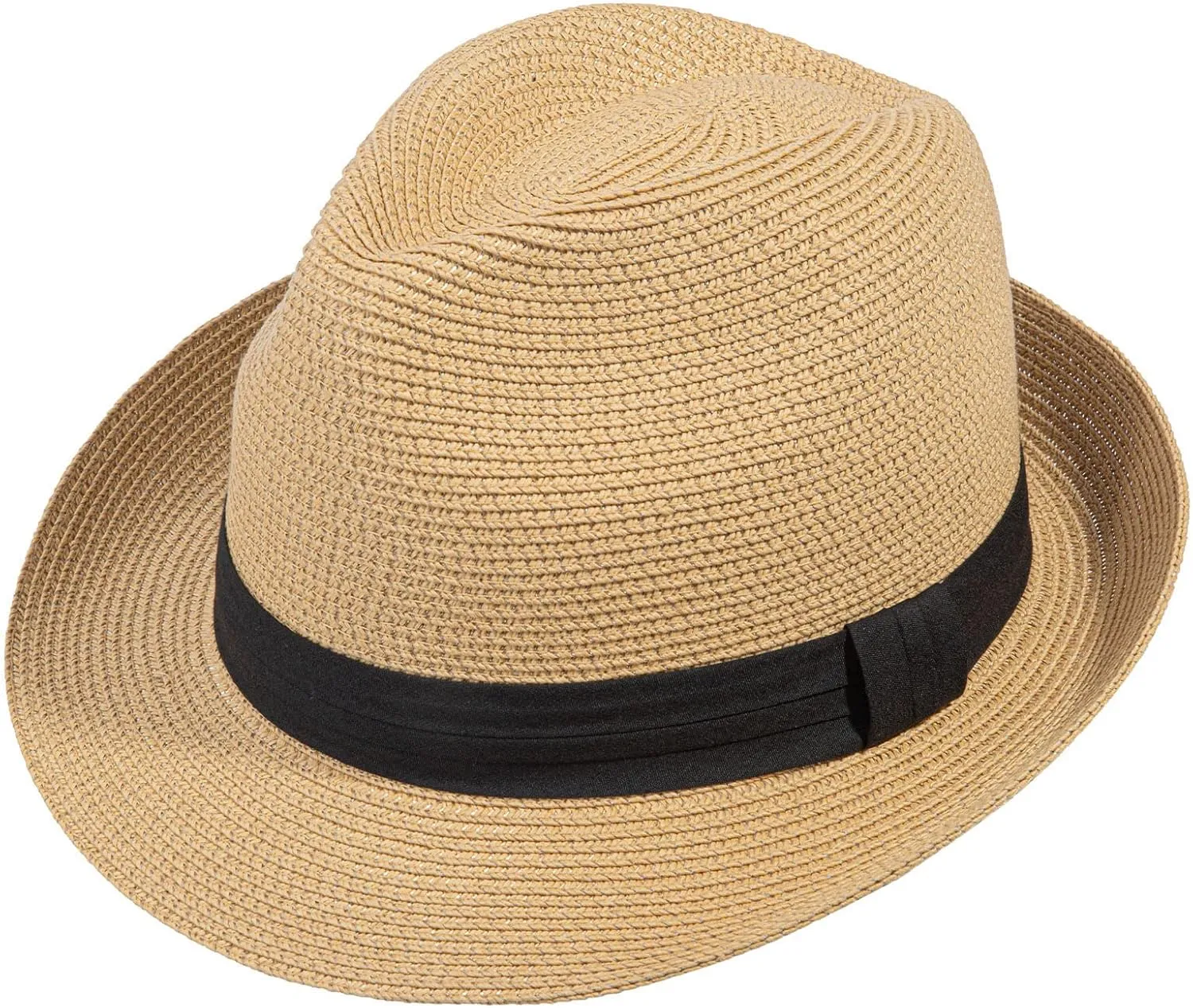 Verabella Straw Fedora Hat for Women & Men Foldable Short Brim Trilby Beach Sun Hat