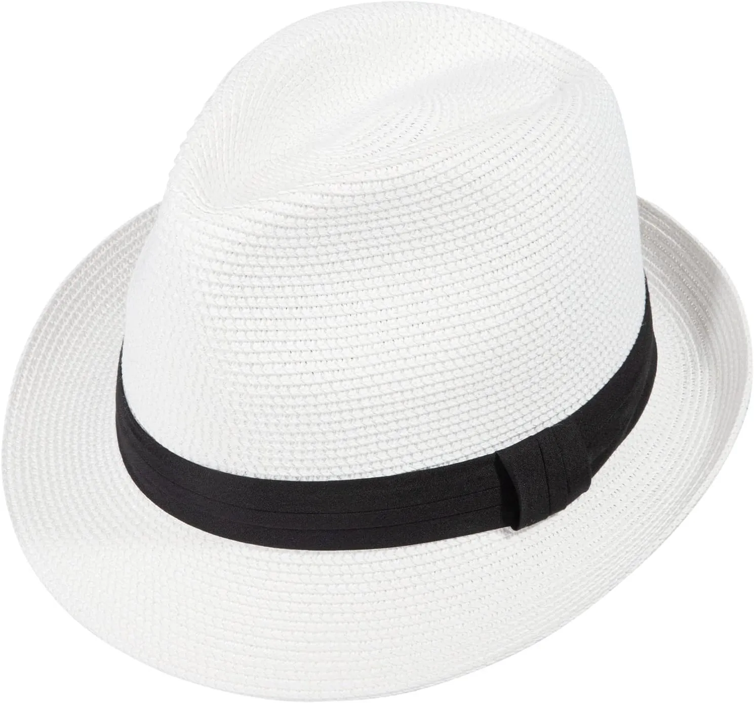 Verabella Straw Fedora Hat for Women & Men Foldable Short Brim Trilby Beach Sun Hat