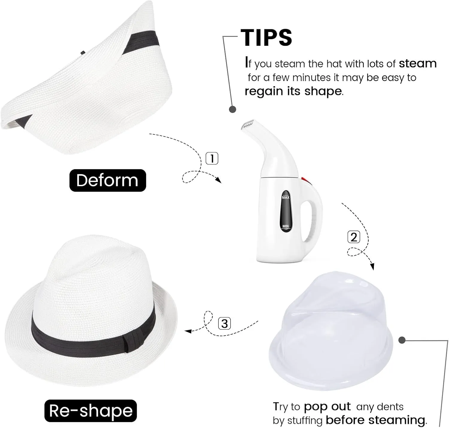 Verabella Straw Fedora Hat for Women & Men Foldable Short Brim Trilby Beach Sun Hat