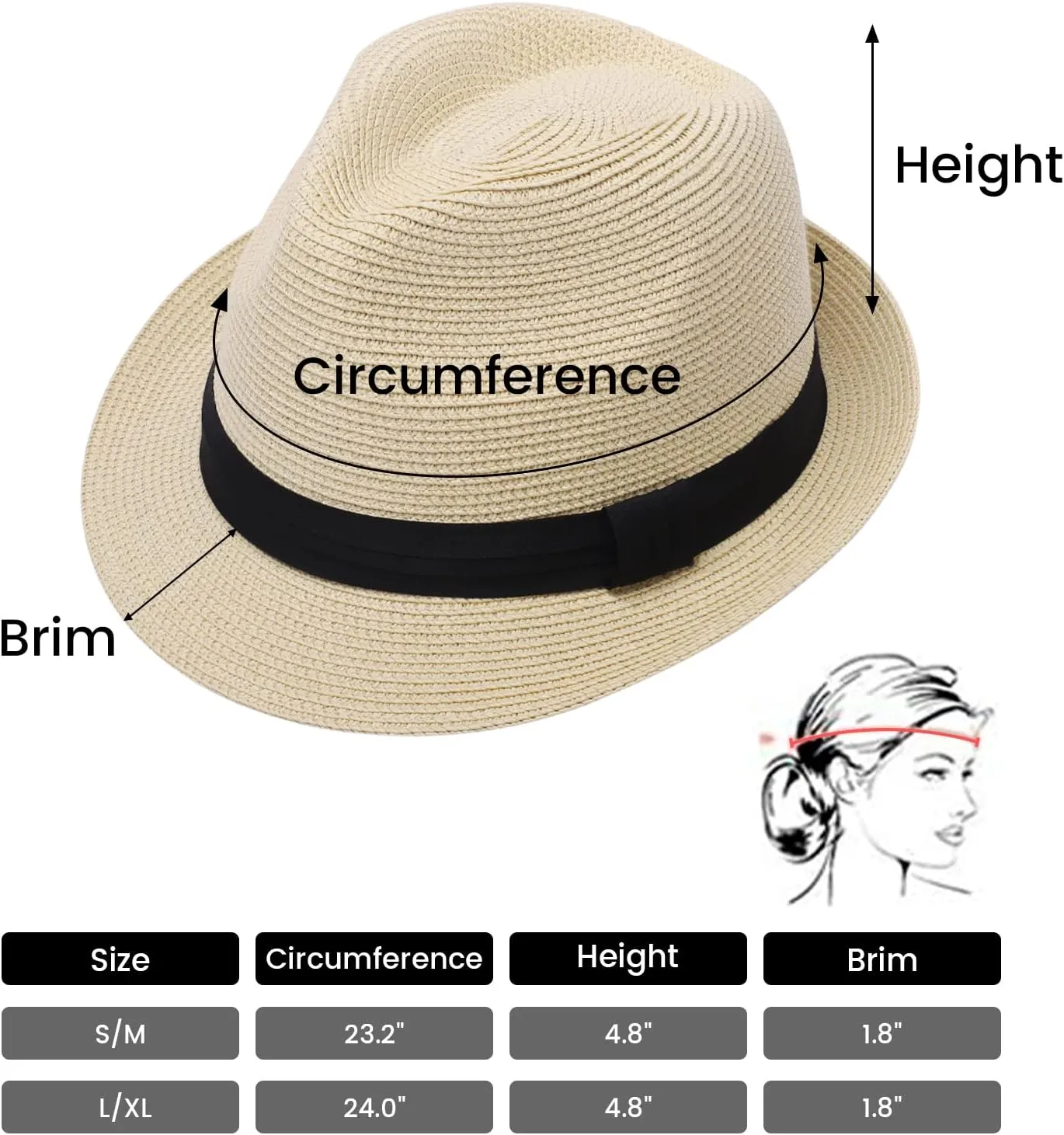 Verabella Straw Fedora Hat for Women & Men Foldable Short Brim Trilby Beach Sun Hat