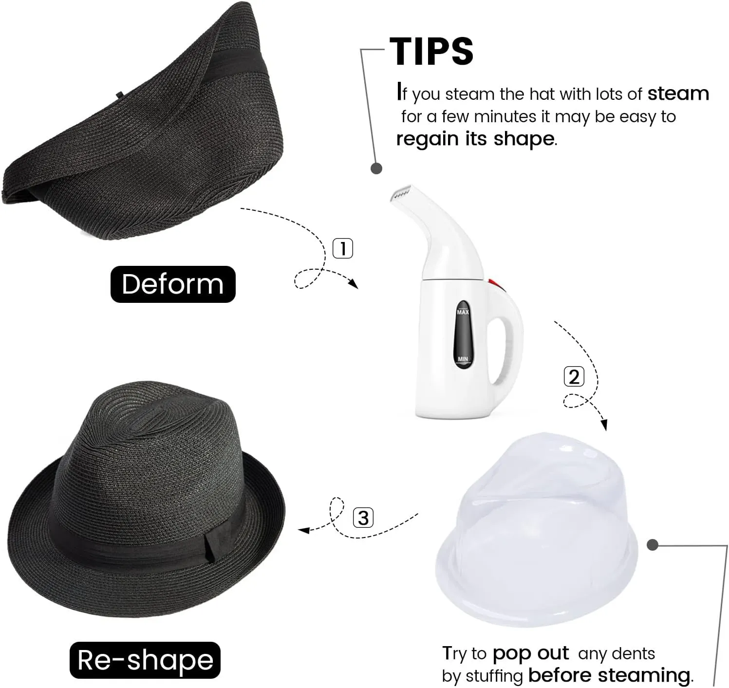 Verabella Straw Fedora Hat for Women & Men Foldable Short Brim Trilby Beach Sun Hat