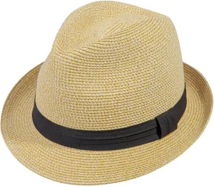 Verabella Straw Fedora Hat for Women & Men Foldable Short Brim Trilby Beach Sun Hat
