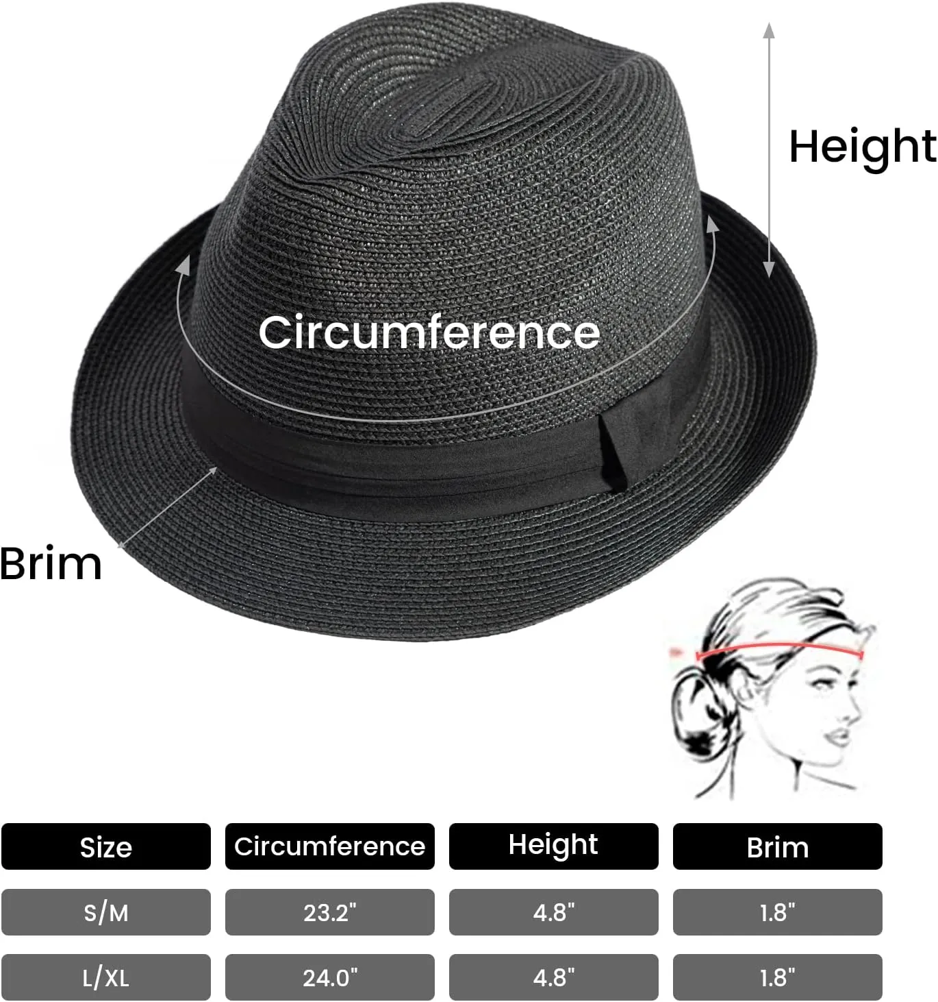 Verabella Straw Fedora Hat for Women & Men Foldable Short Brim Trilby Beach Sun Hat
