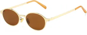Vintage Classic Women Small Oval Metal Frame Fashion Rivets Men Punk Shades Uv400 Sun Glasses