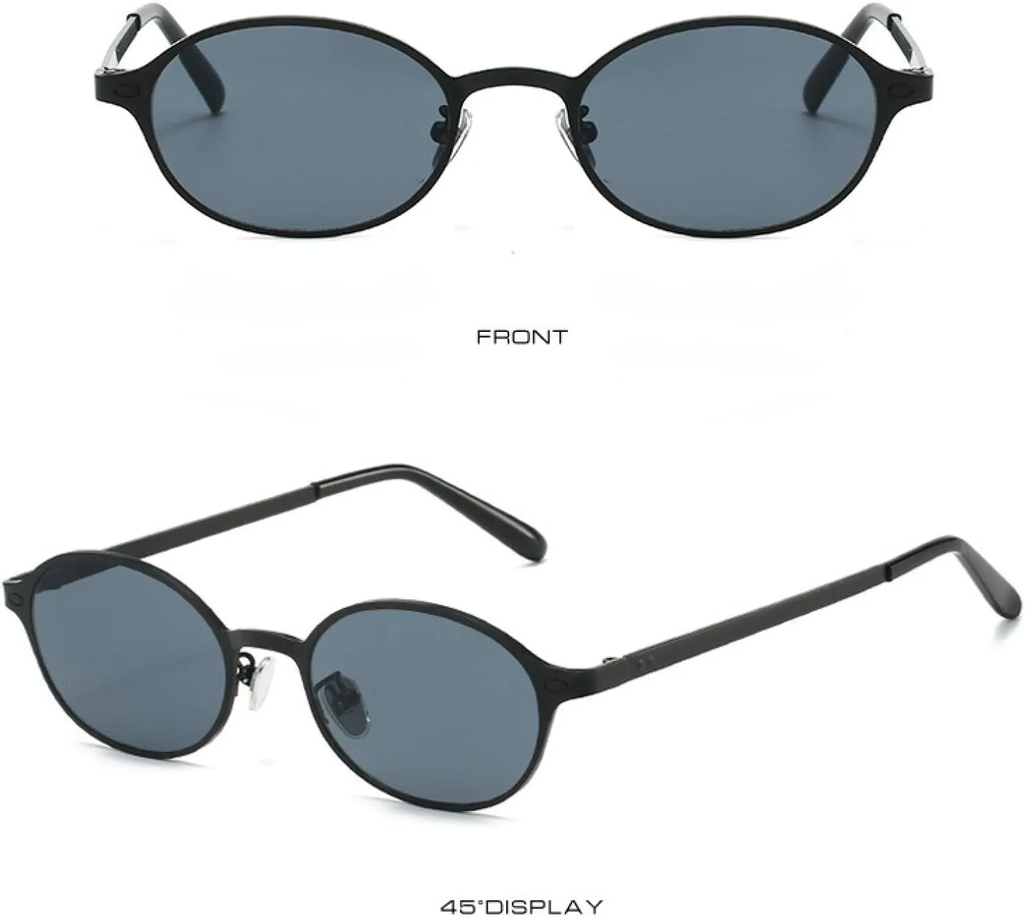Vintage Classic Women Small Oval Metal Frame Fashion Rivets Men Punk Shades Uv400 Sun Glasses