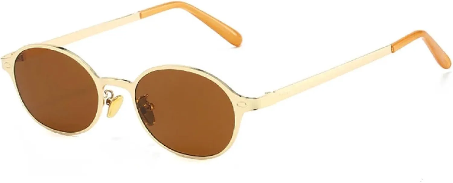 Vintage Classic Women Small Oval Metal Frame Fashion Rivets Men Punk Shades Uv400 Sun Glasses