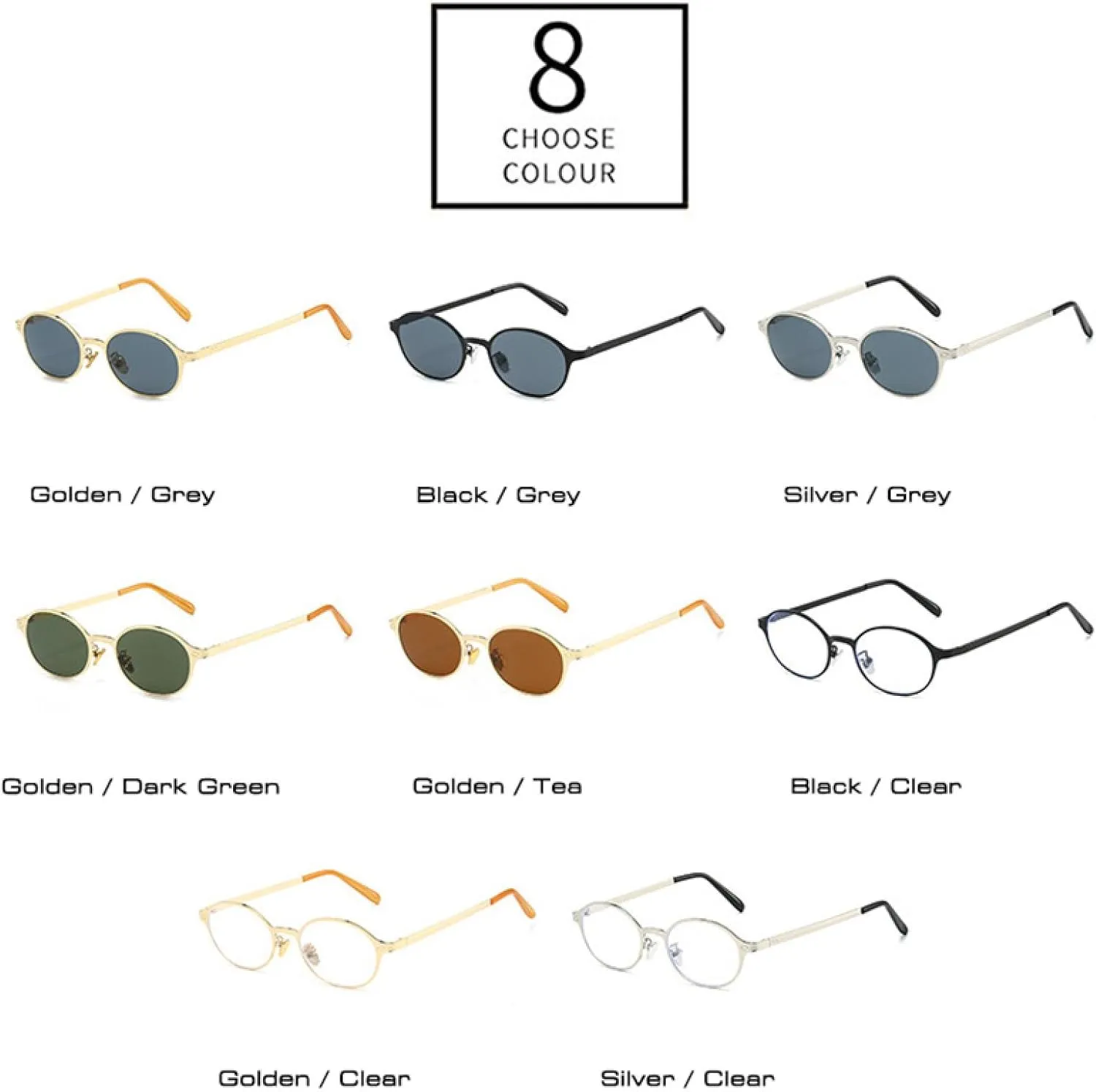Vintage Classic Women Small Oval Metal Frame Fashion Rivets Men Punk Shades Uv400 Sun Glasses