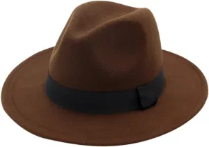 Vintage Wide Brim Fedora Hats for Men and Women - Adjustable with Belt Buckle