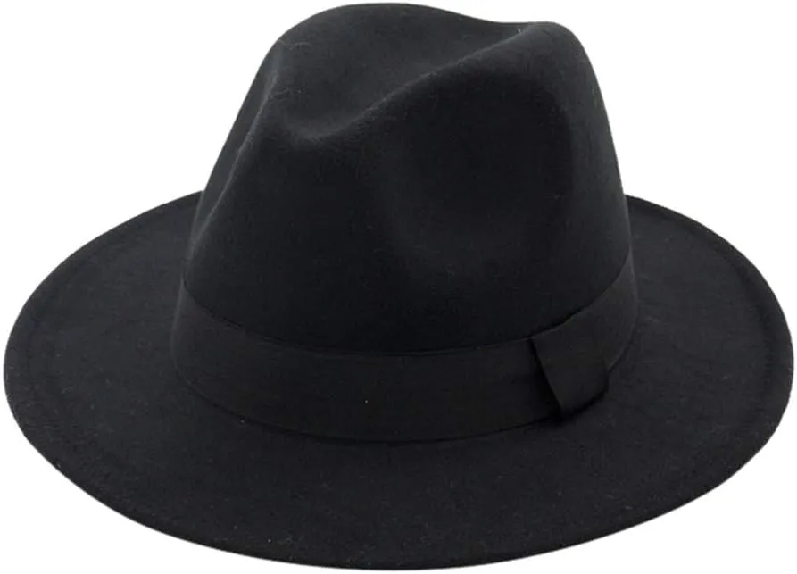 Vintage Wide Brim Fedora Hats for Men and Women - Adjustable with Belt Buckle