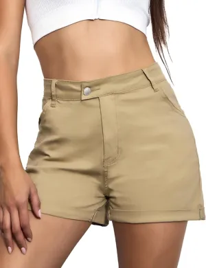 VIPONES Denim Shorts Women Summer Stretchy High Waisted Fold Hem Jean Shorts 3 Inch Inseam