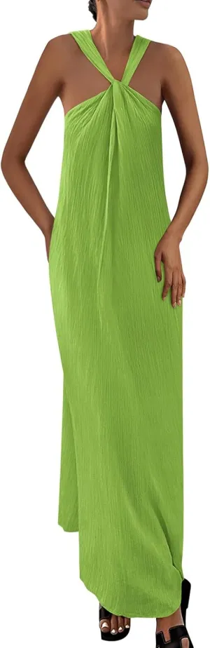 Wedding Guest Dress for Women Strappy Sleeveless Maxi Long Dress Casual Summer Beach Vaaction Loose Flowy 2025