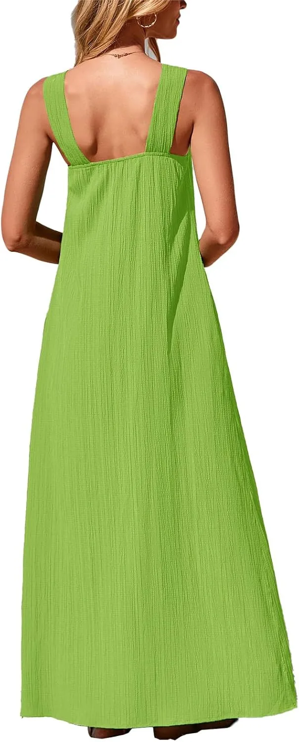 Wedding Guest Dress for Women Strappy Sleeveless Maxi Long Dress Casual Summer Beach Vaaction Loose Flowy 2025