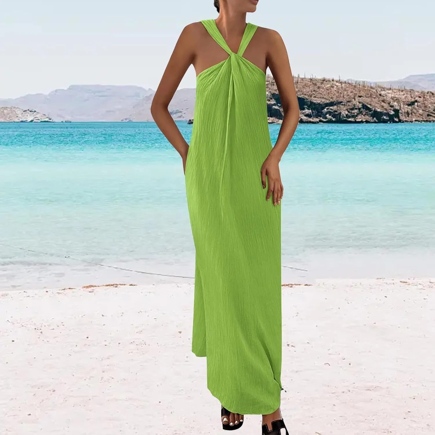 Wedding Guest Dress for Women Strappy Sleeveless Maxi Long Dress Casual Summer Beach Vaaction Loose Flowy 2025