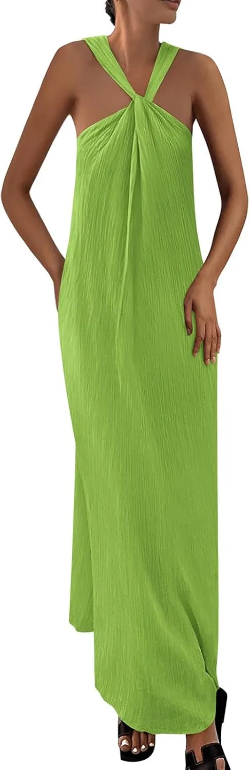 Wedding Guest Dress for Women Strappy Sleeveless Maxi Long Dress Casual Summer Beach Vaaction Loose Flowy 2025