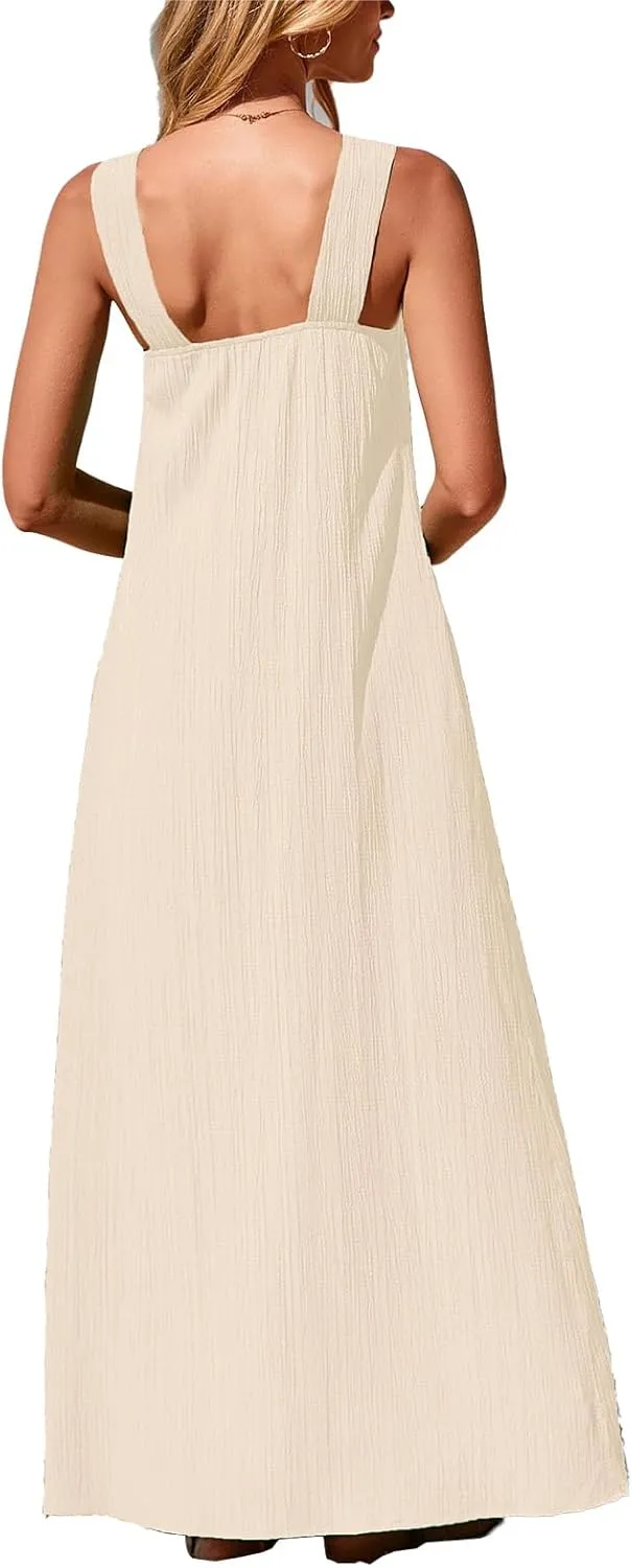 Wedding Guest Dress for Women Strappy Sleeveless Maxi Long Dress Casual Summer Beach Vaaction Loose Flowy 2025