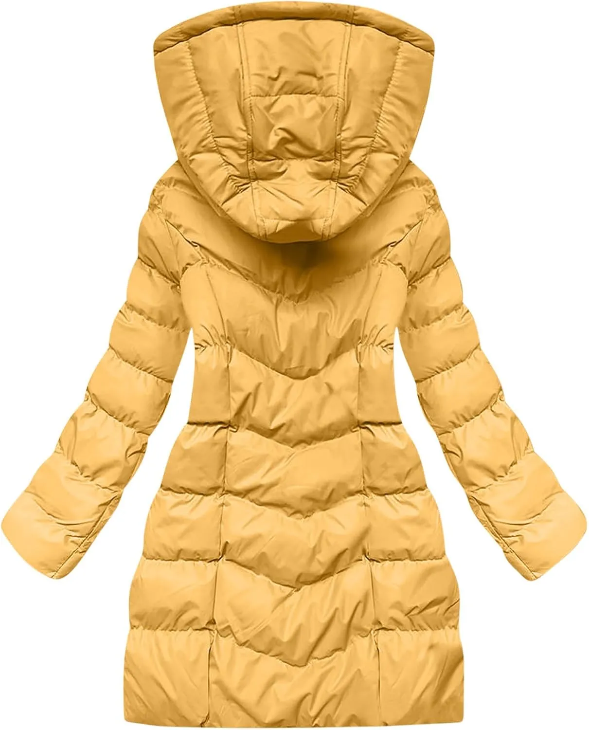 Winter Coats for Women Quilted Down Jacket Full Zip Puffer Coat Thicken Hooded Outerwear Casual Fleece Lined Coat