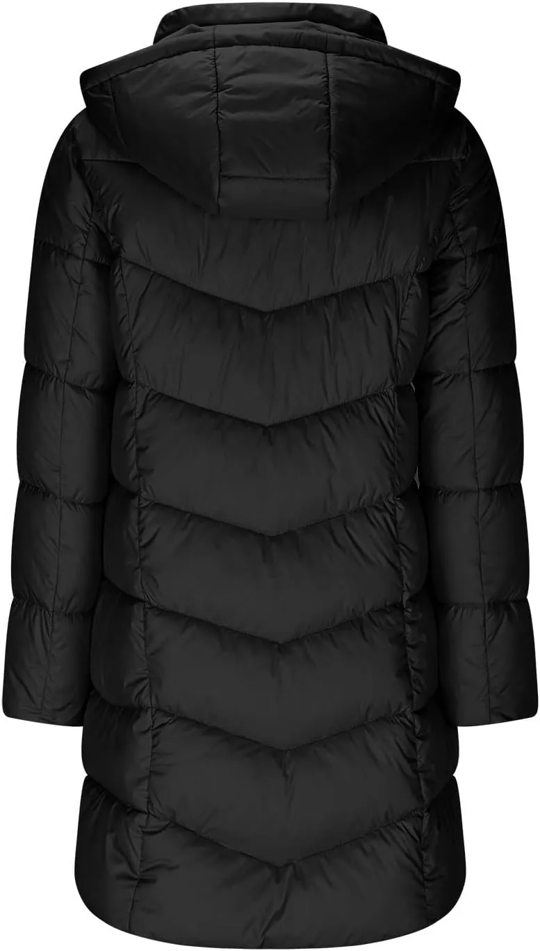 Winter Coats for Women Quilted Down Jacket Full Zip Puffer Coat Thicken Hooded Outerwear Casual Fleece Lined Coat