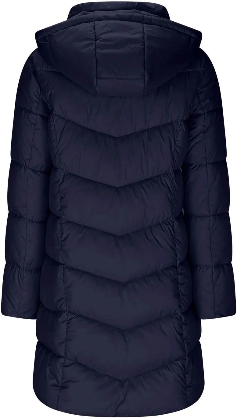 Winter Coats for Women Quilted Down Jacket Full Zip Puffer Coat Thicken Hooded Outerwear Casual Fleece Lined Coat