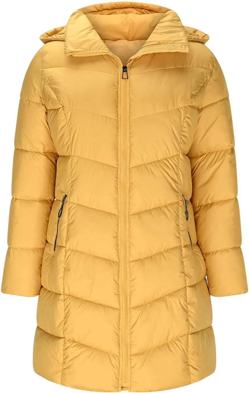 Winter Coats for Women Quilted Down Jacket Full Zip Puffer Coat Thicken Hooded Outerwear Casual Fleece Lined Coat