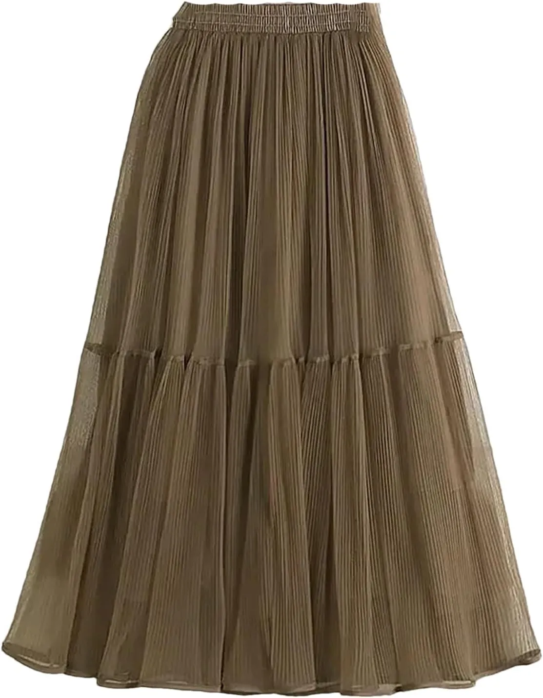 Wjnvfioo Woman Summer Mid Long Mesh Skirt A-Line Elegant Women's Skirts
