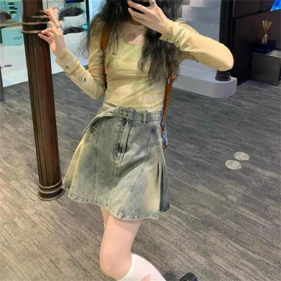 Women Denim Skirts A-Line Vintage Harajuku Korean Style Design Skirts