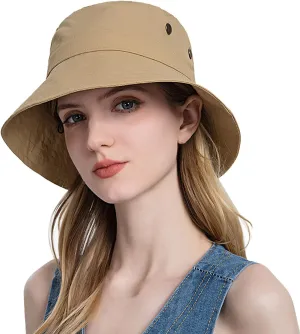Women Sun Hat Wide Brim Sunscreen Bucket Hat Adjustable Sunshade Beach Hat Summer Fisherman Hats with Strings