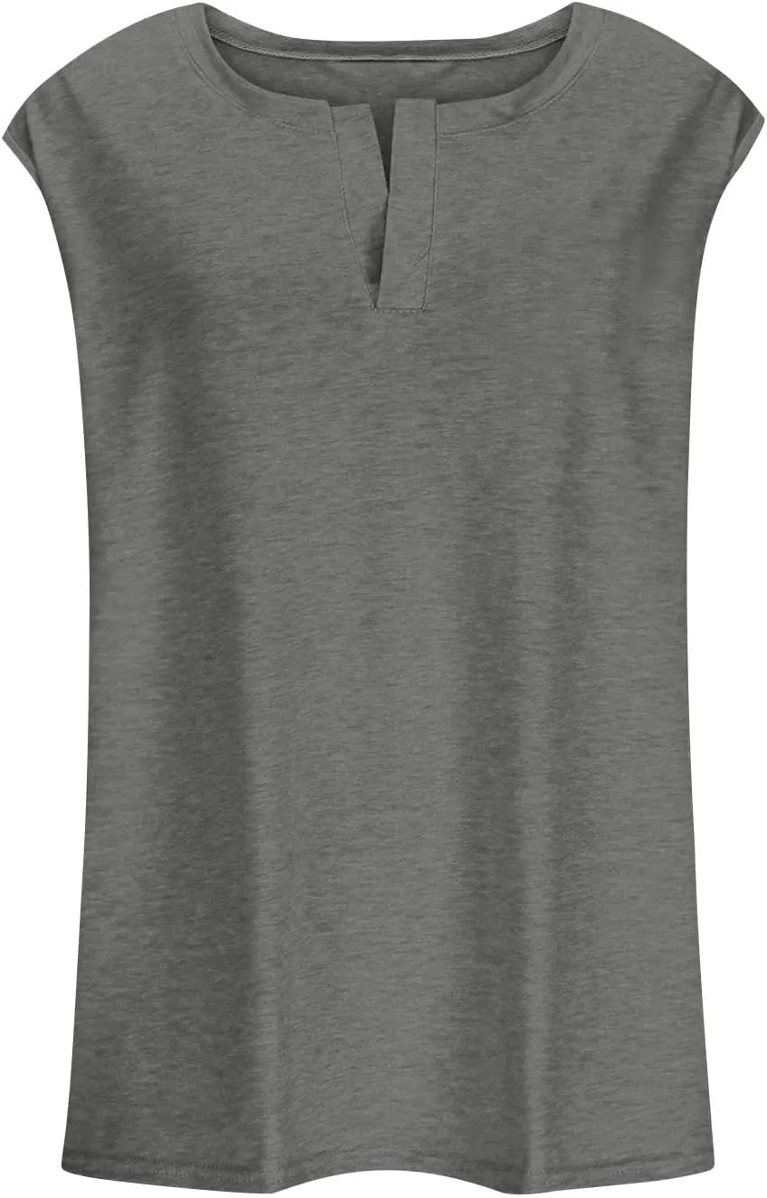 Women Tank Tops 2025 Cotton Plus Size Loose V Neck Shirt Sleeveless Tee Casual Summer Blouse Workout Basic Comfy Tunic