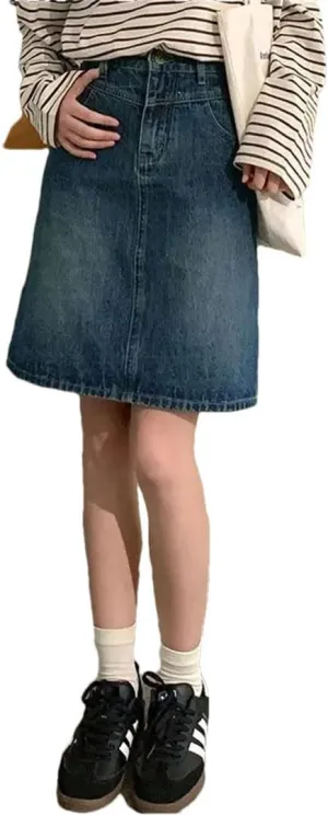 Women Vintage A-Line High Denim Skirts