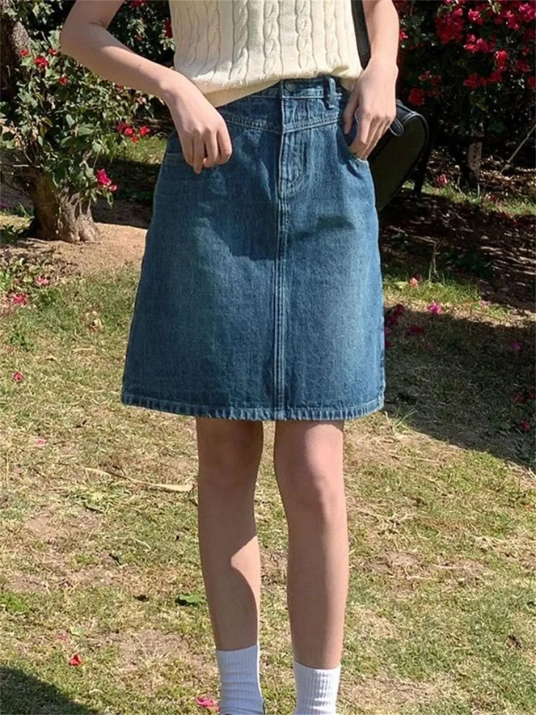 Women Vintage A-Line High Denim Skirts