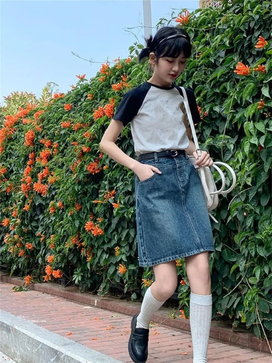 Women Vintage A-Line High Denim Skirts
