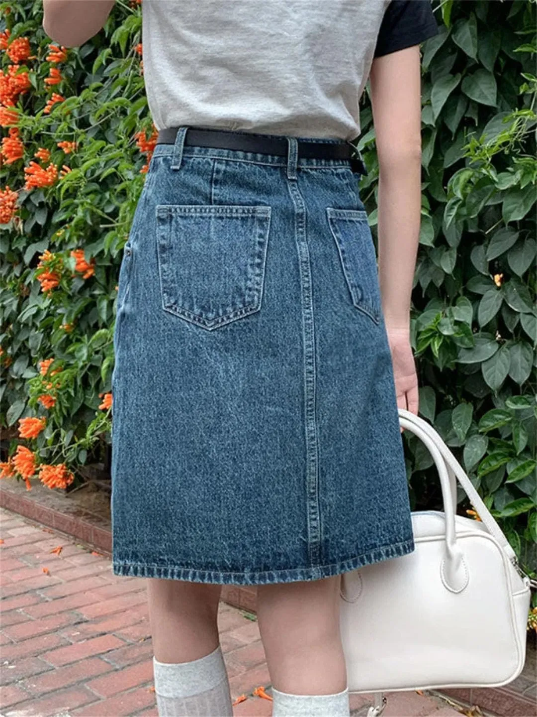 Women Vintage A-Line High Denim Skirts