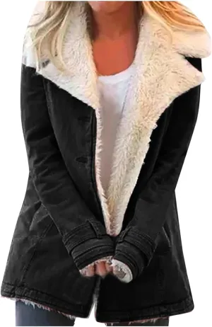 Women Winter Coats 2025 Women Warm Winter Jacket Sherpa Fleece Lined Jacket Thick Parka Coat Outerwear Fashion Plus Size Overcoat Fleece Lined Denim Jackets