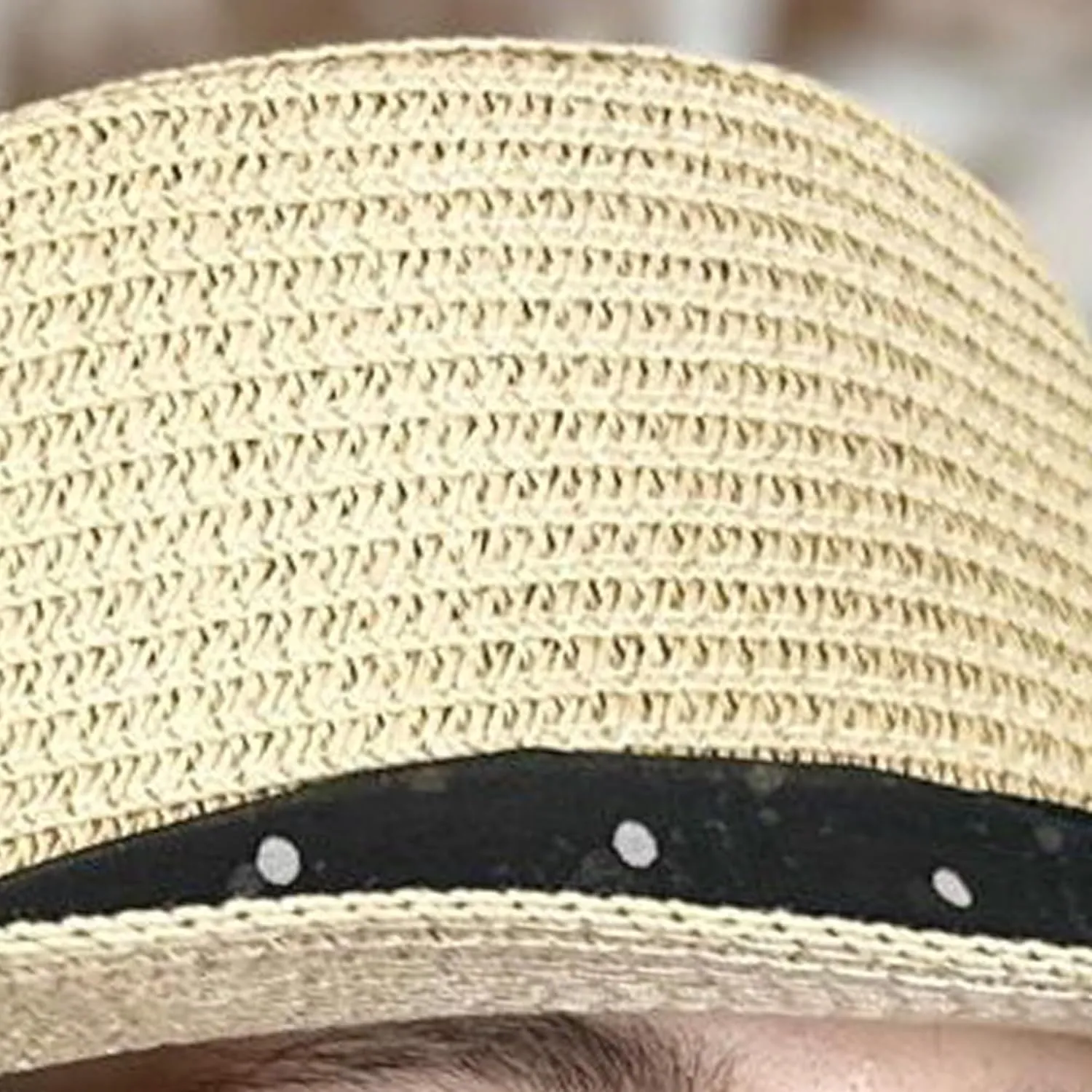 Womens Beach Straw Sun Hat Wide Brim Spotted Sun Hat | Women Floppy Hats Cowboy hat Beach hat UPF 50 UV Protection Summer