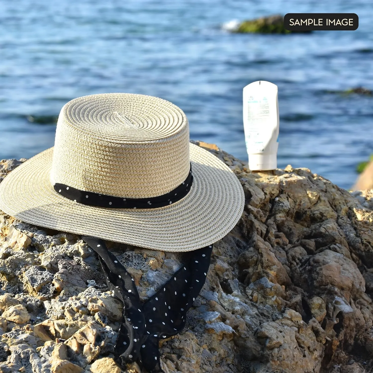 Womens Beach Straw Sun Hat Wide Brim Spotted Sun Hat | Women Floppy Hats Cowboy hat Beach hat UPF 50 UV Protection Summer