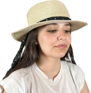 Womens Beach Straw Sun Hat Wide Brim Spotted Sun Hat | Women Floppy Hats Cowboy hat Beach hat UPF 50 UV Protection Summer